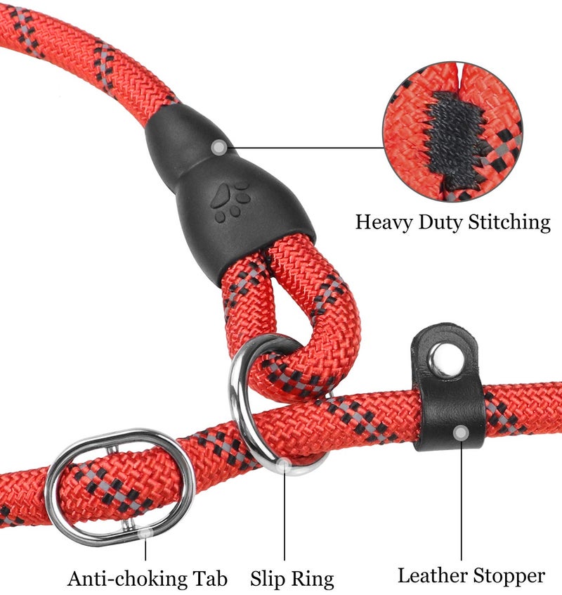 TagME Slip Leads for Dogs, 6 FT Heavy Duty Slip Leash with Padded Handle, Strong Rope No Pull Pet Training Leash for Small Dogs,Red - Image 4